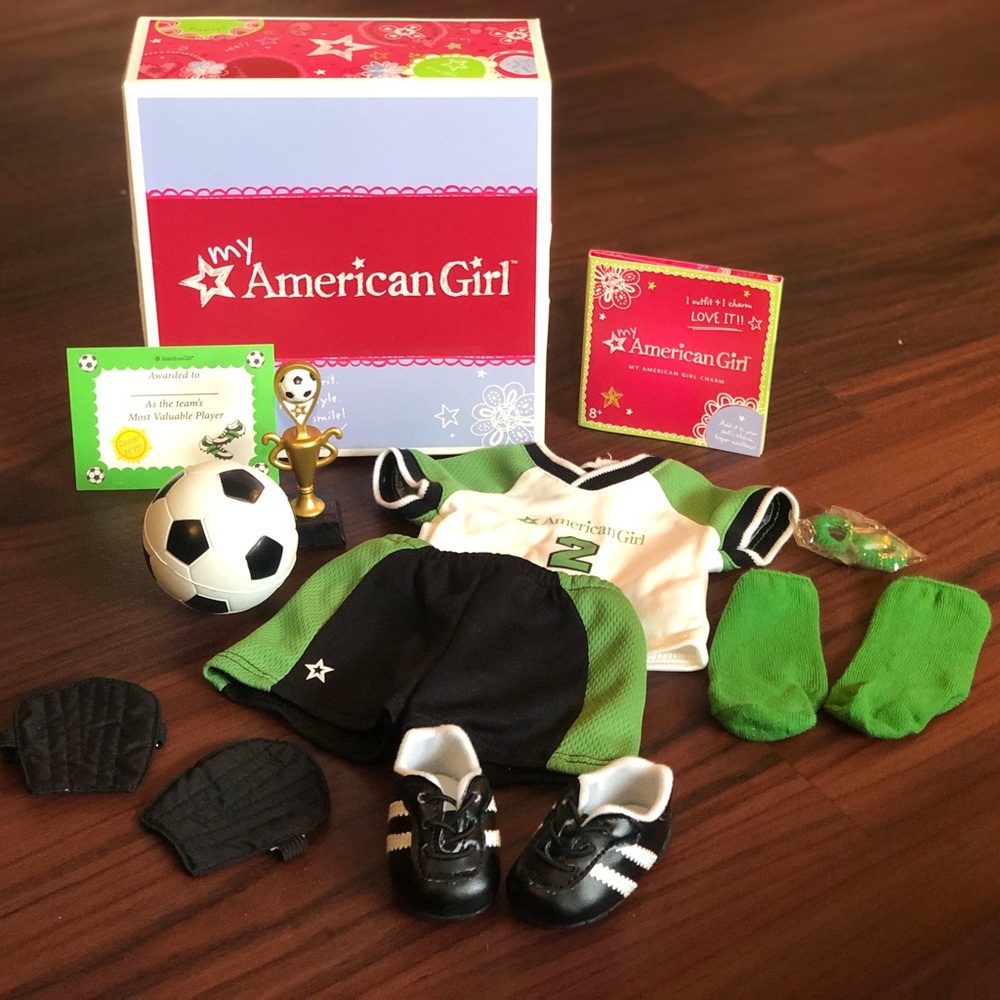 NIB American Girl Soccer Star set released 2009 & retired 2012￼.